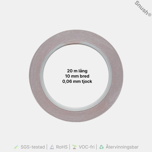 Koppartejp med mått 10 mm × 20 m × 0,06 mm – ProLab™
