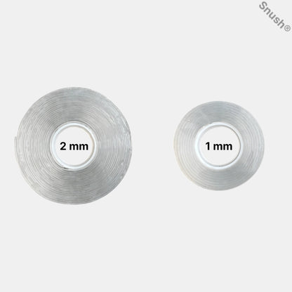 Skillnad mellan 1 mm och 2 mm Snush® geltejp – tydlig tjockleksjämförelse