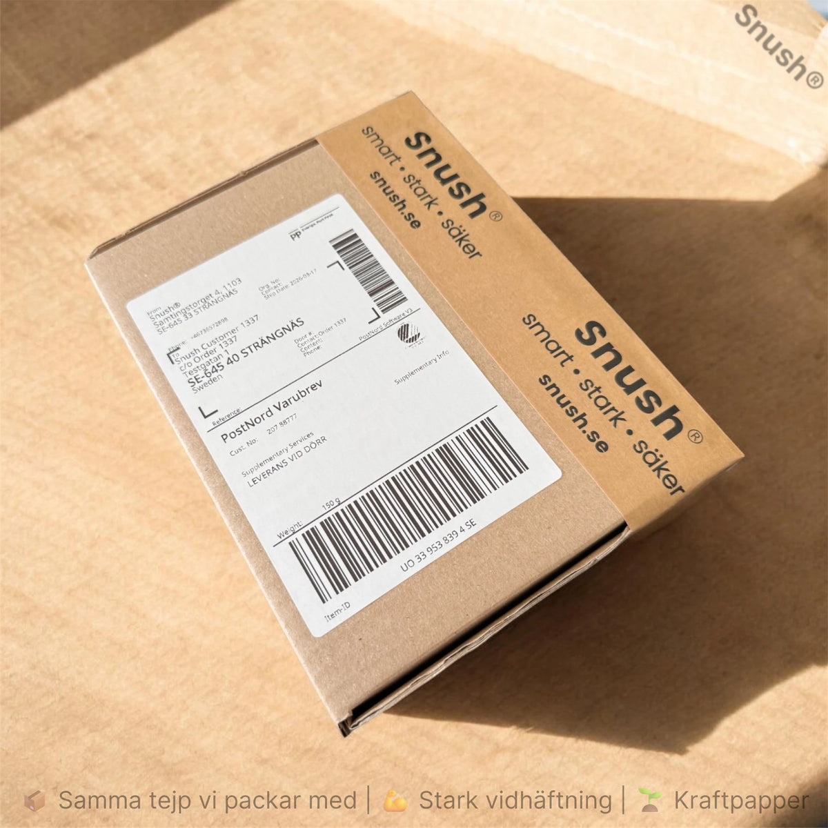 Snush kraftpapperstejp används på paket inom e-handel